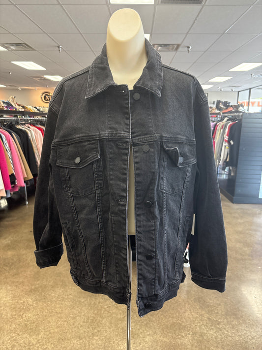 Jacket Denim By Clothes Mentor In Black Denim, Size:M