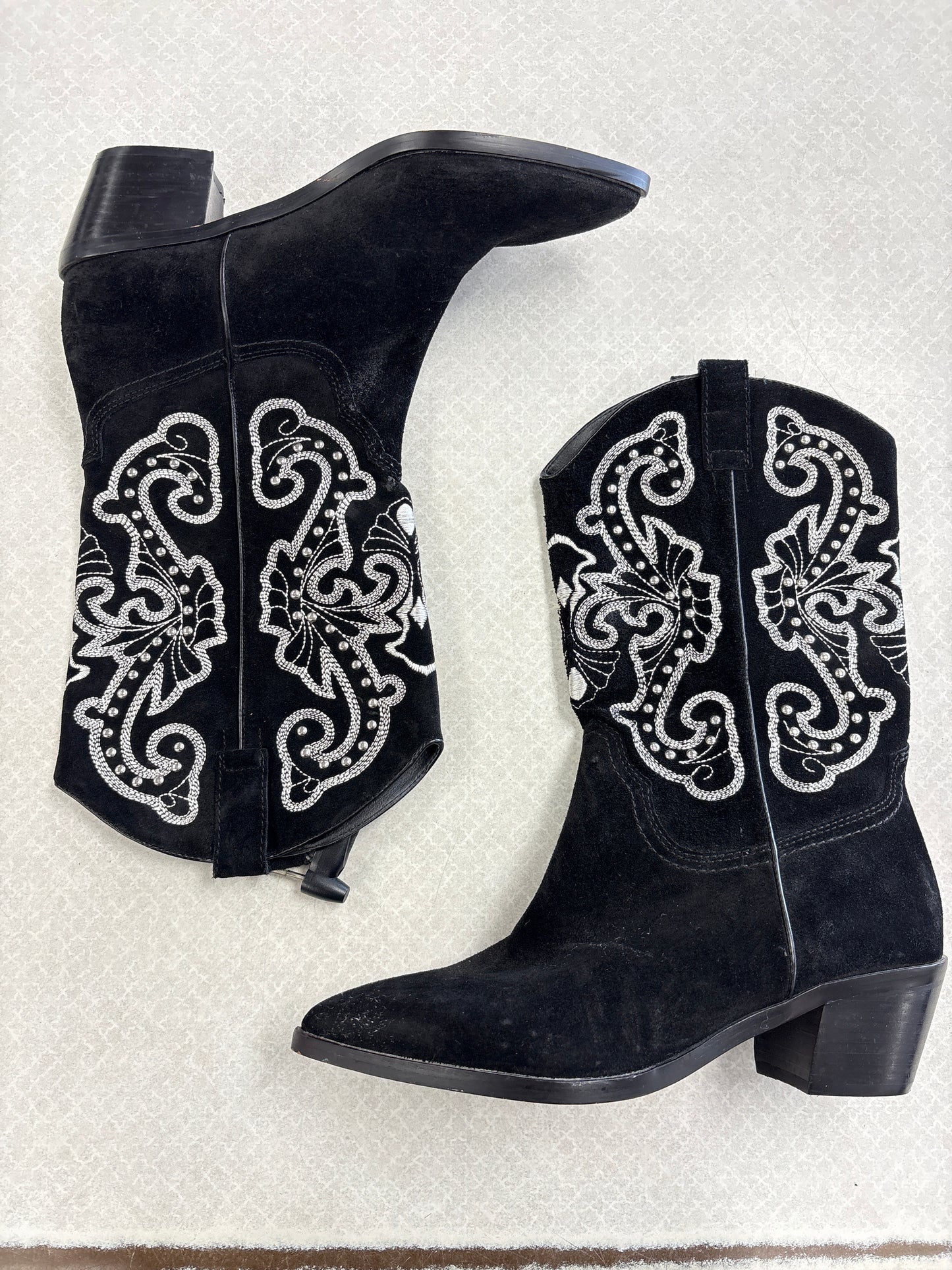 Boots Western By Dolce Vita In Black & Silver, Size:8.5