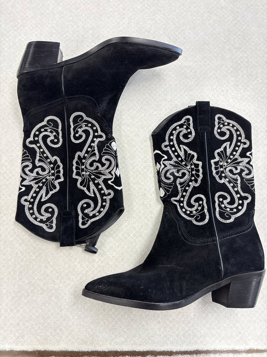 Boots Western By Dolce Vita In Black & Silver, Size:8.5