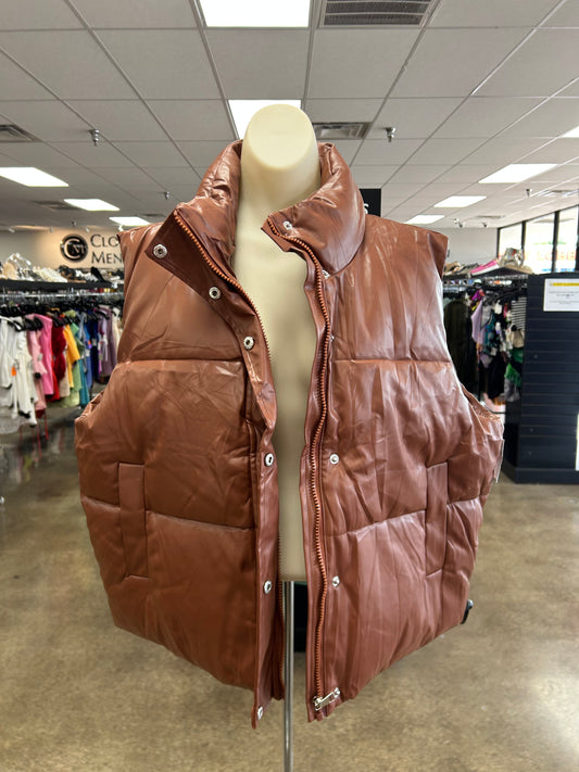 Vest Puffer & Quilted By Clothes Mentor In Brown, Size:Xxl
