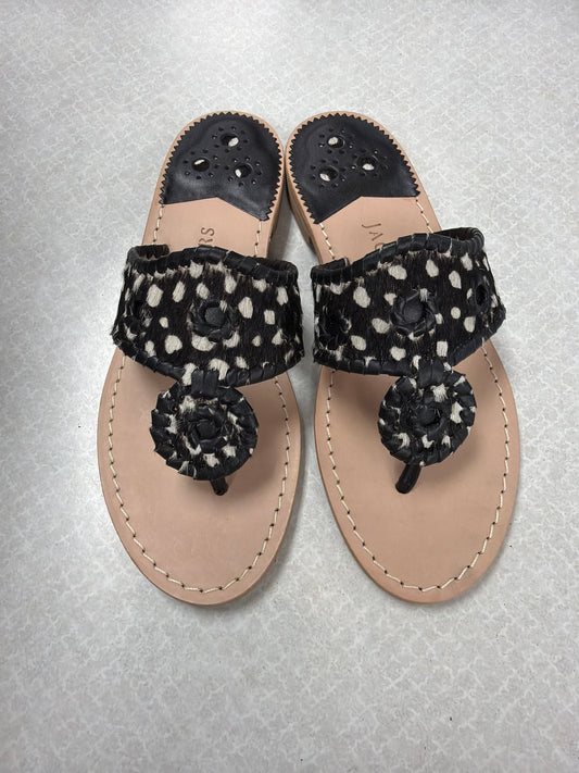 Sandals Flats By Jack Rogers In Black & Cream, Size:7