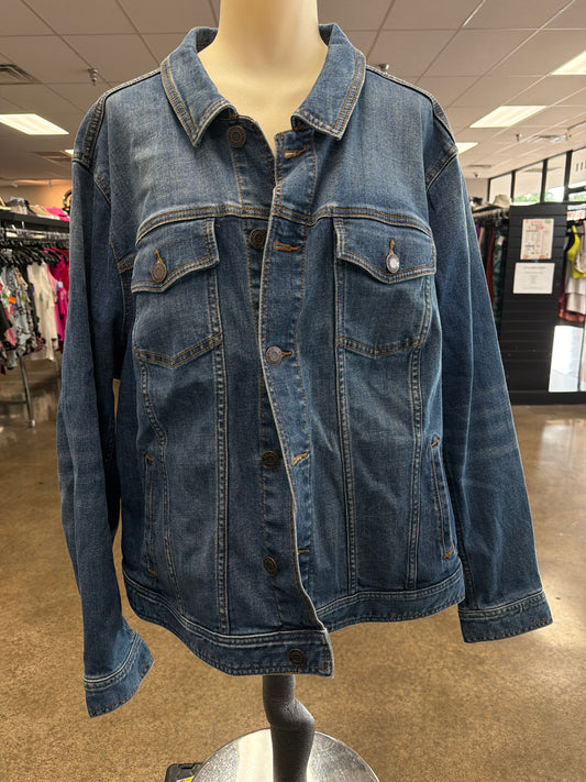 Jacket Denim By Talbots In Blue Denim, Size:3X