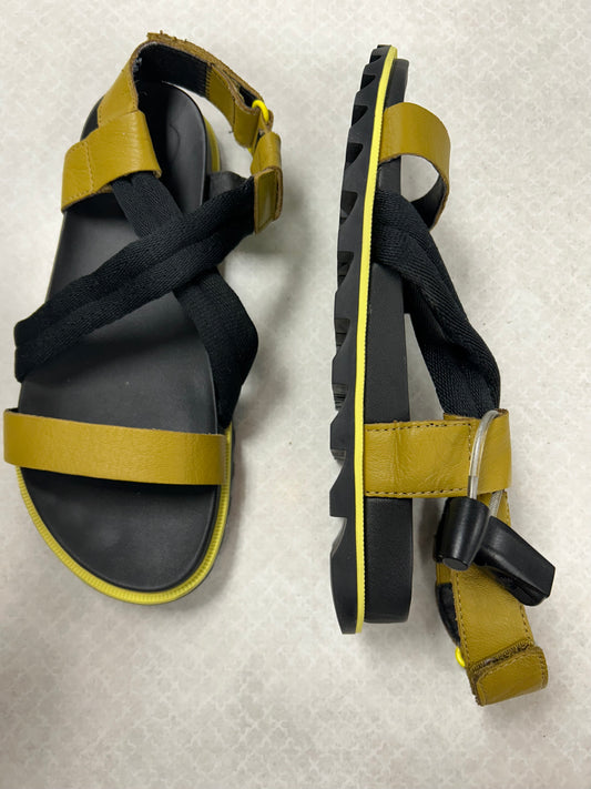 Sandals Flats By Sorel In Black & Green, Size:6.5