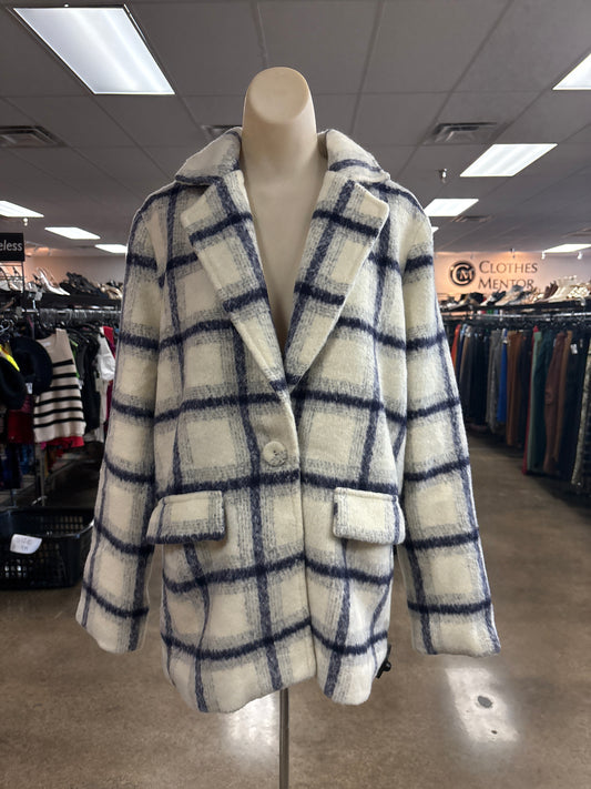 Jacket Fleece By Allie Rose In Blue & White, Size:M