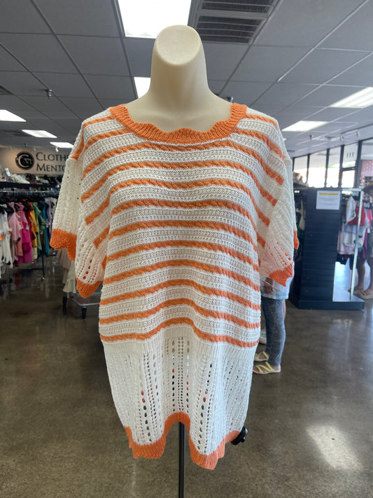 Top Ss By Bibi In Orange & White, Size:L