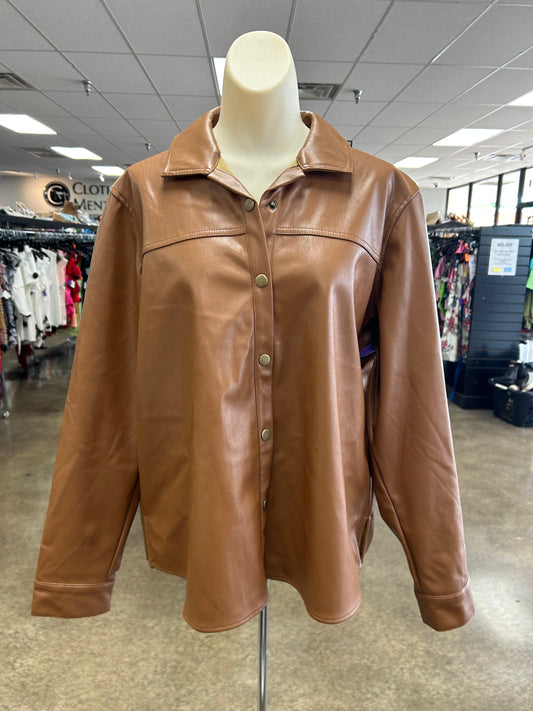 Jacket Shirt By Mudpie In Brown, Size:M