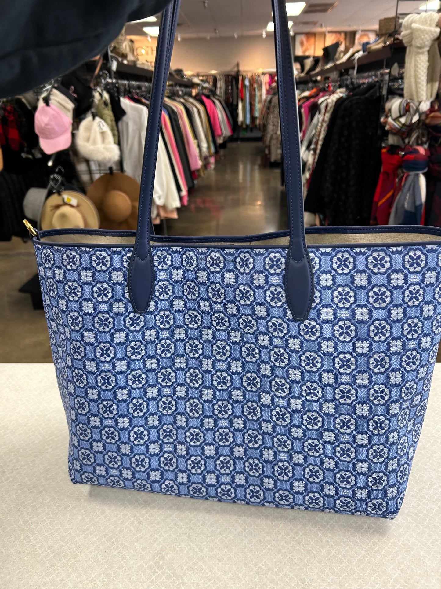 Tote Designer By Kate Spade In Blue, Size:Medium