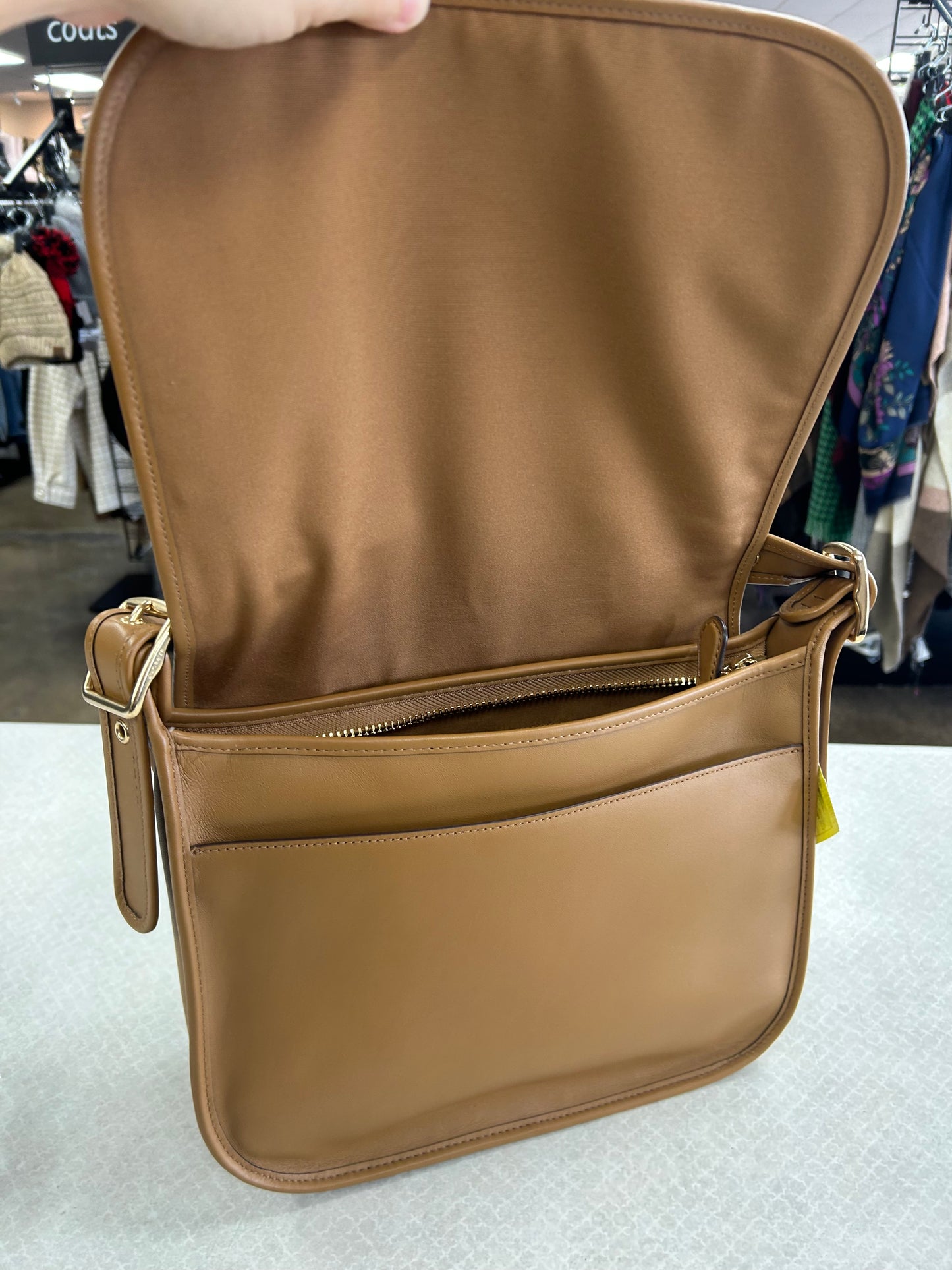 Crossbody Designer By Coach In Tan, Size:Medium