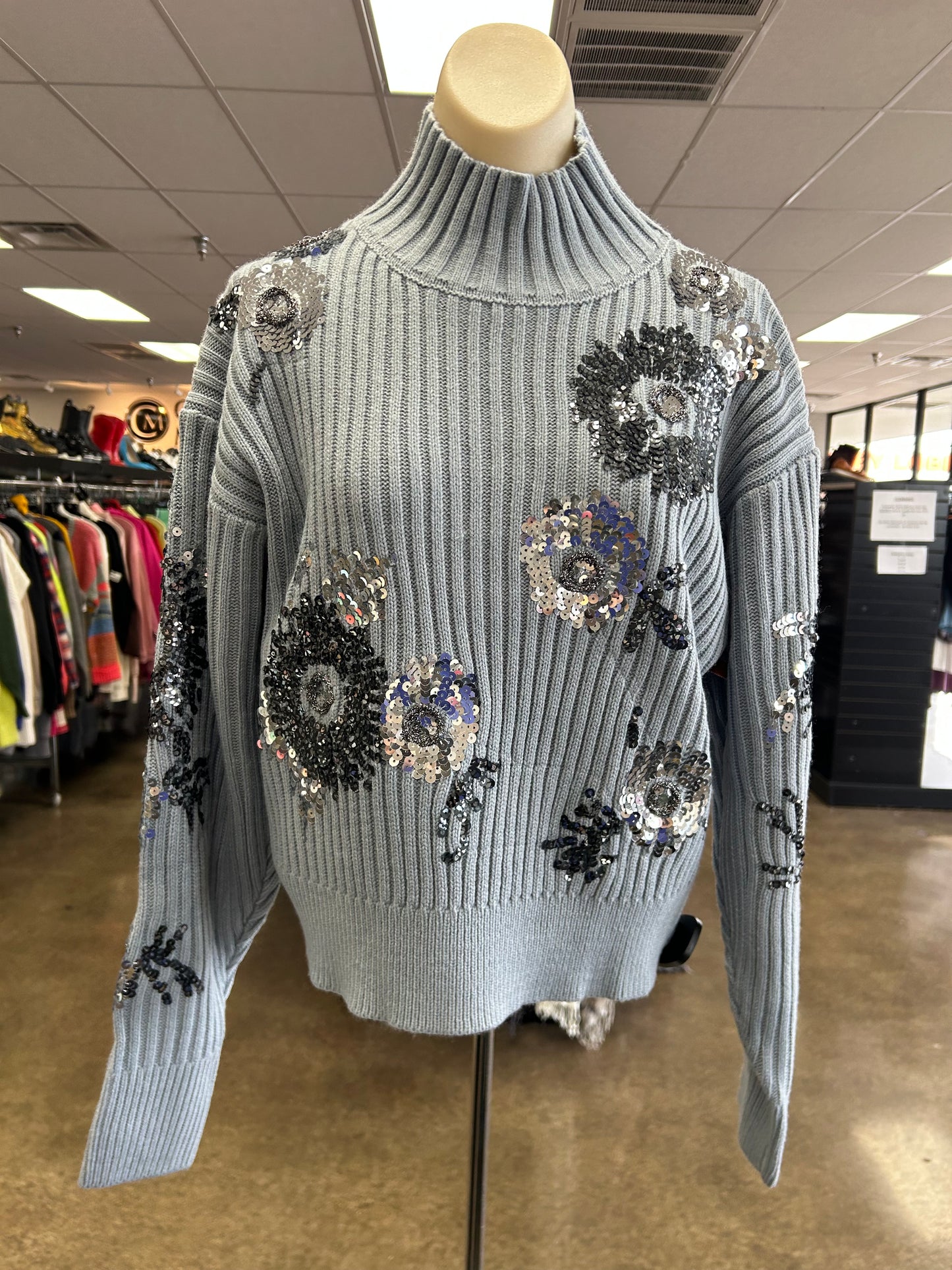 Sweater By Clothes Mentor In Blue & Silver, Size:S