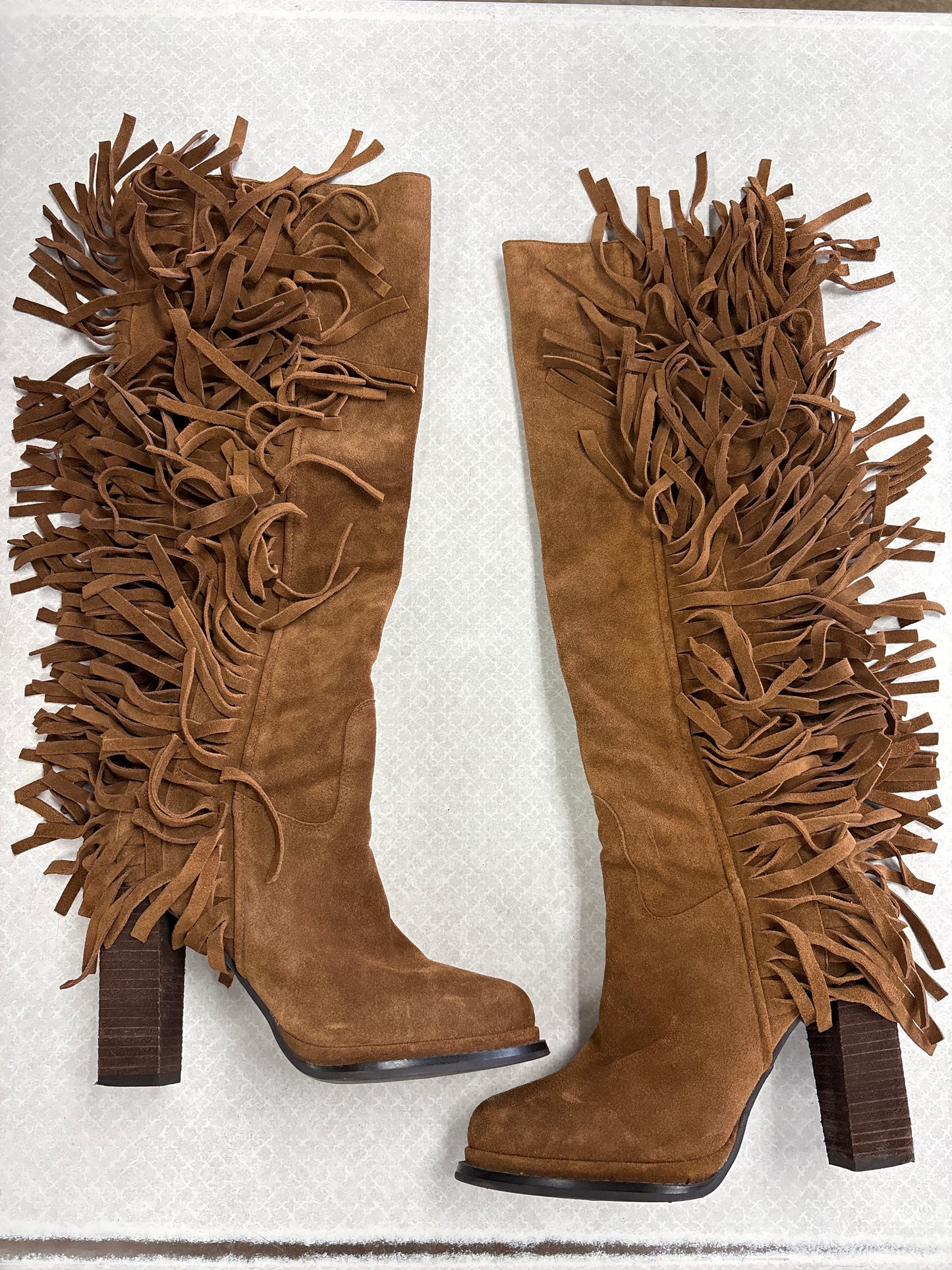 Boots Knee Heels By Jeffrey Campbell In Brown, Size:7