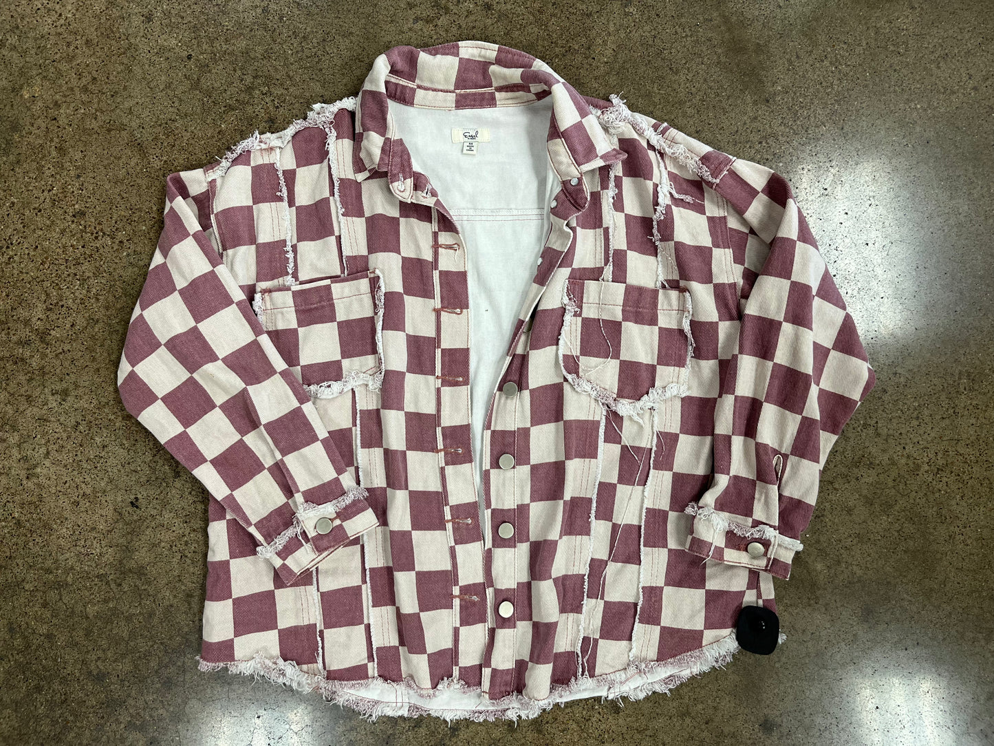 Jacket Denim By Easel In Pink & Tan, Size:M