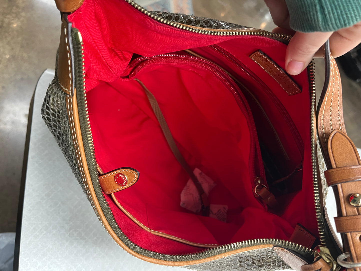 Handbag Designer By Dooney And Bourke In Green, Size:Medium