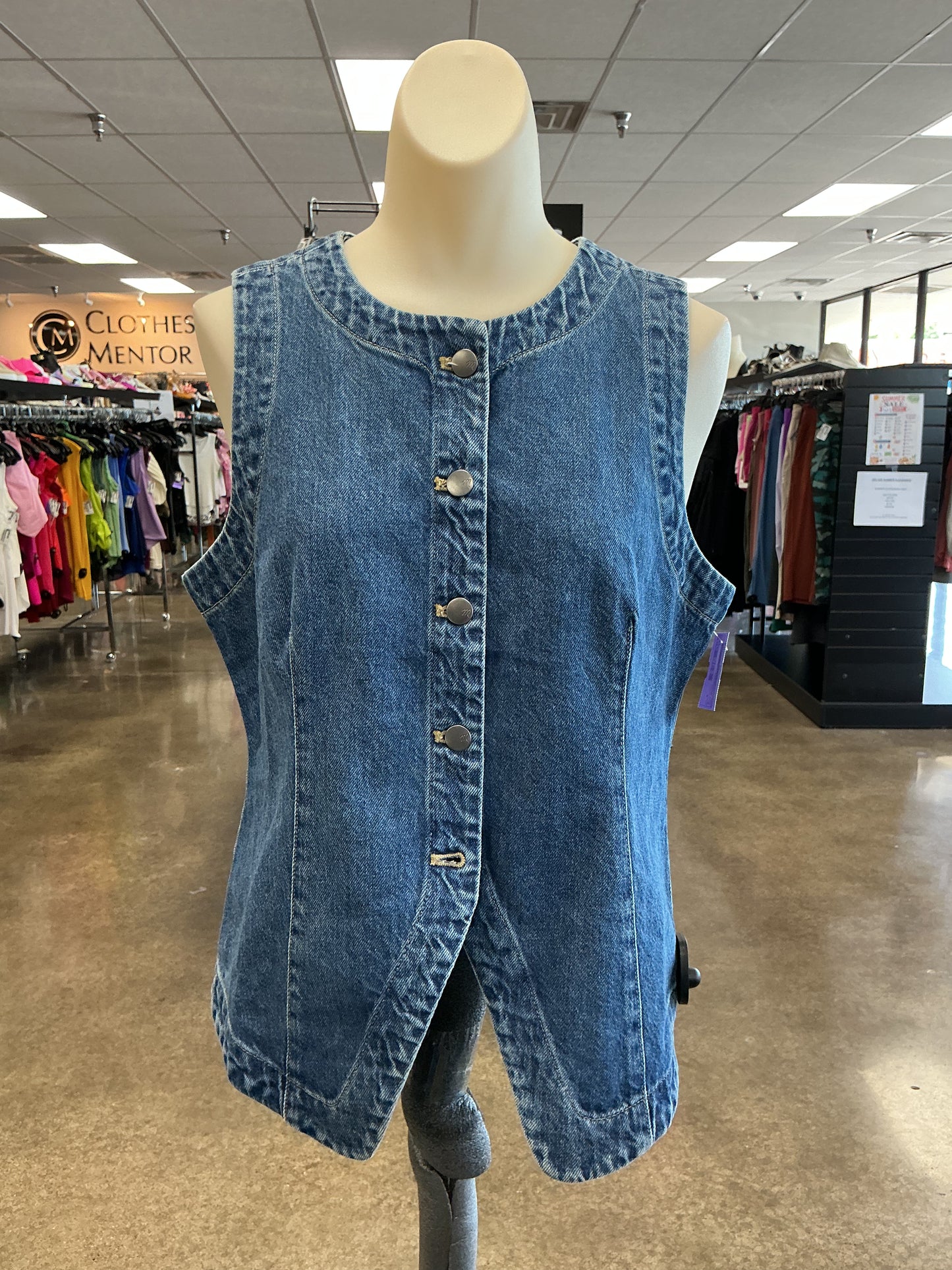 Top Sleeveless By Madewell In Blue Denim, Size:8