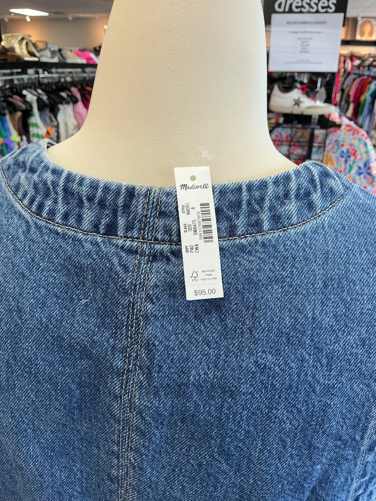 Top Sleeveless By Madewell In Blue Denim, Size:8