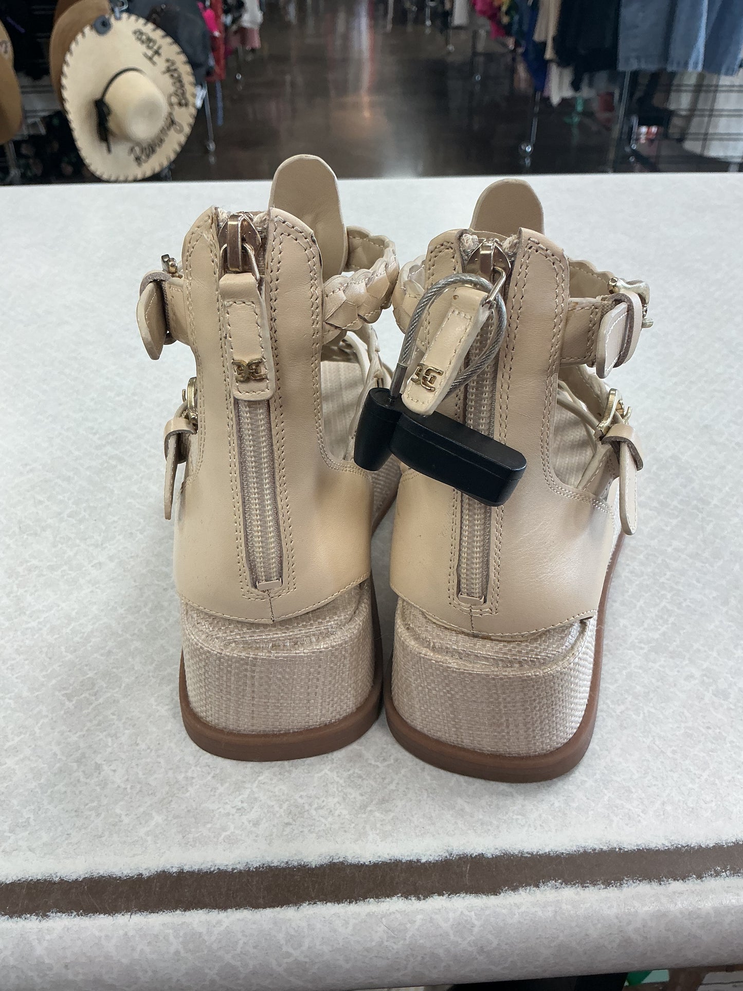 Sandals Heels Platform By Sam Edelman In Tan, Size:6