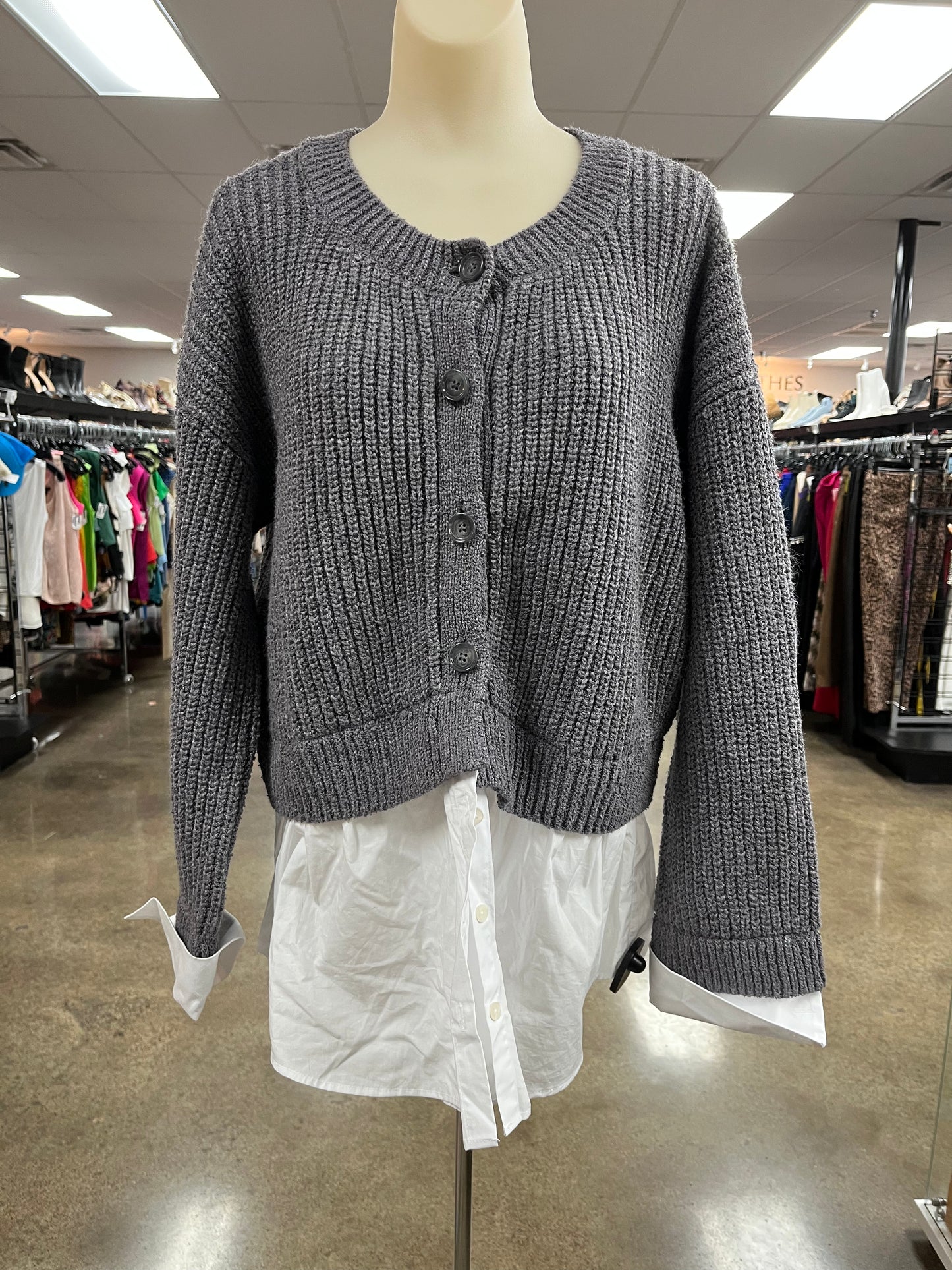 Sweater By Anthropologie In Grey, Size:Xl