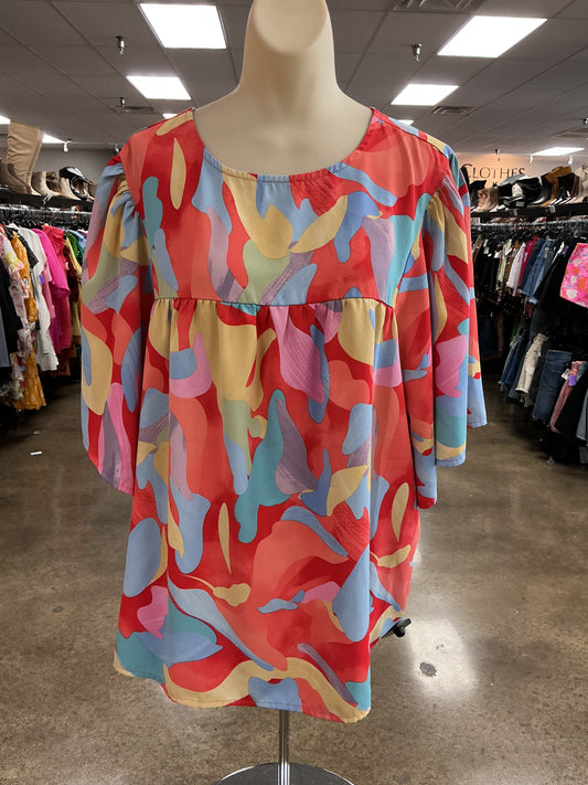 Top Ss By Clothes Mentor In Blue & Red, Size:Xxl