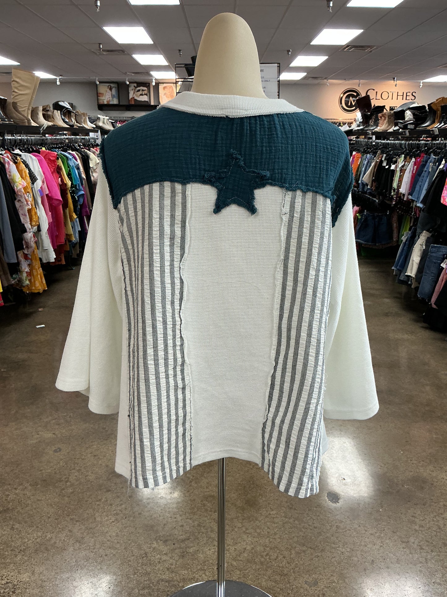 Top Ss By Pol In Blue & White, Size:S