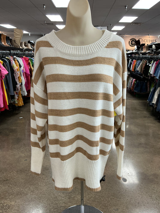Sweater By Clothes Mentor In Cream & Tan, Size:M