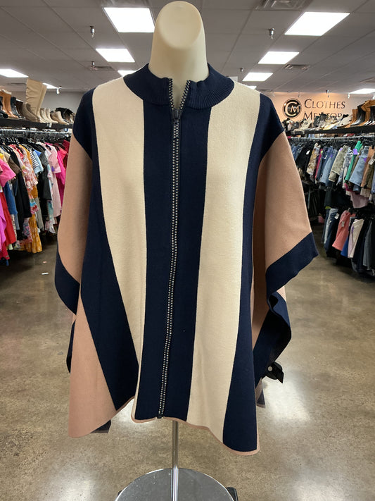 Poncho By Clothes Mentor In Blue & Cream, Size:Osfm