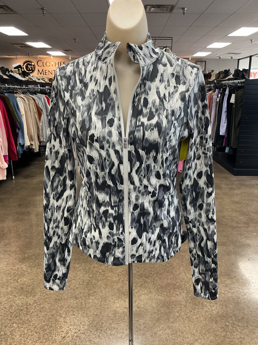 Athletic Jacket By Pink In Grey & White, Size:S