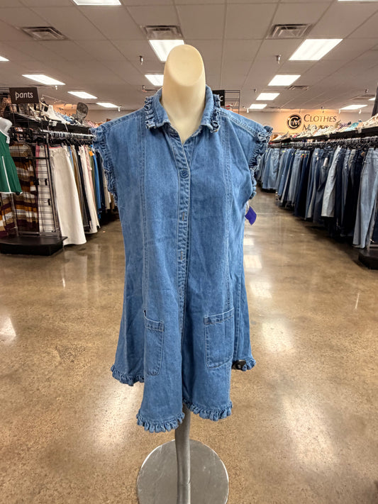 Dress Casual Short By Olivaceous In Blue Denim, Size:S