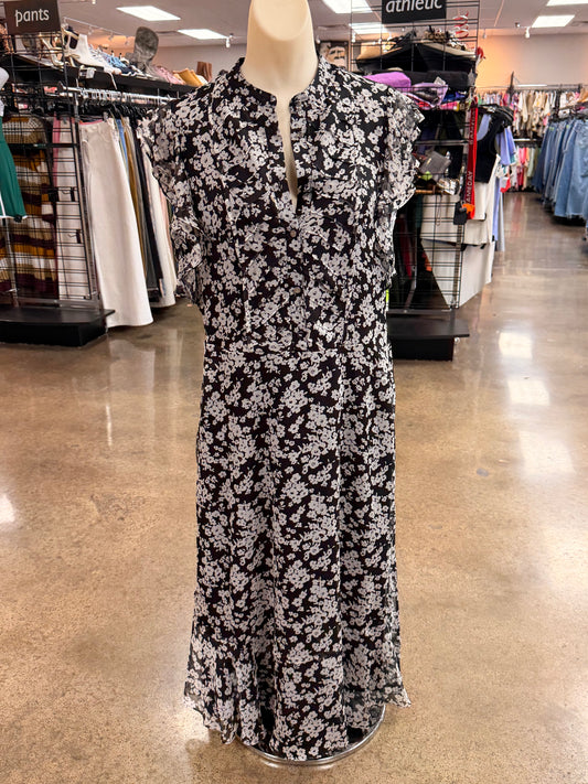 Dress Casual Maxi By Lauren By Ralph Lauren In Black & Grey, Size:8