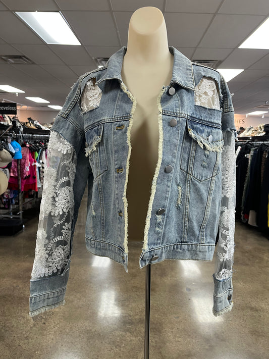 Jacket Denim By Blue B In Blue Denim, Size:S