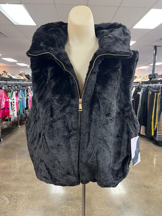 Vest Faux Fur & Sherpa By Clothes Mentor In Black, Size:L