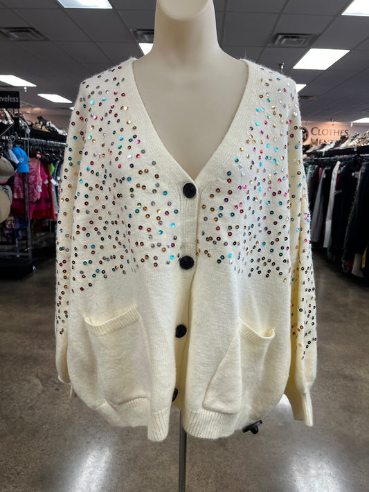 Sweater Cardigan By Bibi In Cream, Size:S