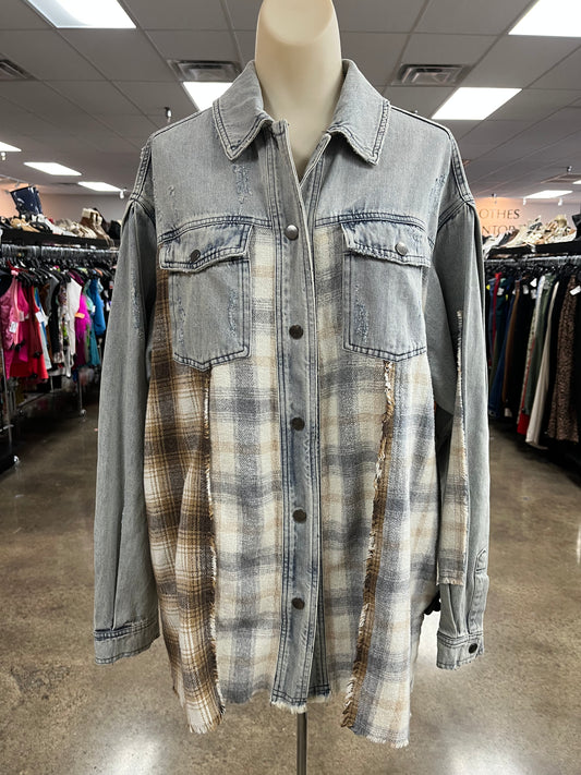 Jacket Shirt By Oli & Hali In Blue Denim, Size:S