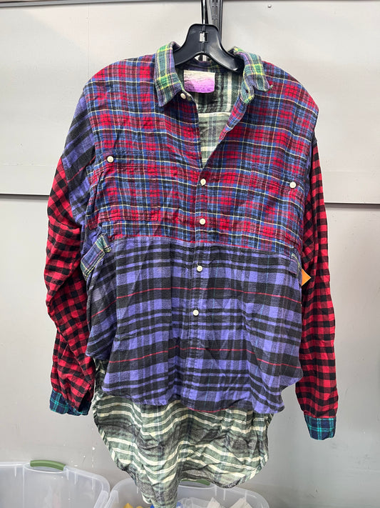 TOP LS by    CLOTHES MENTOR In PLAID PATTERN, Size: S