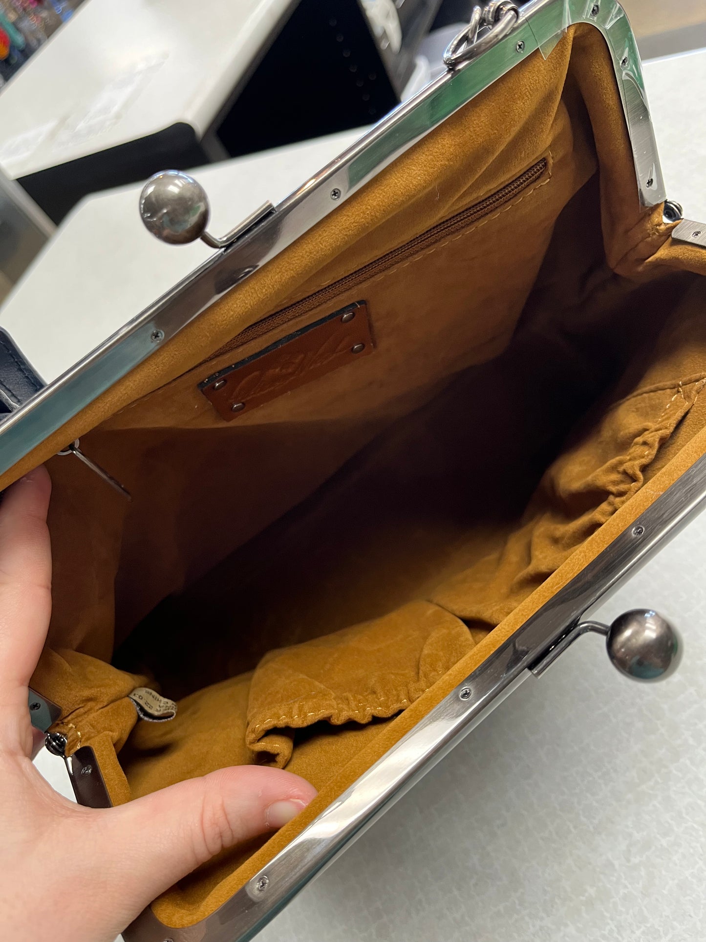 Crossbody Designer By Patricia Nash In Blue & Cream, Size:Medium