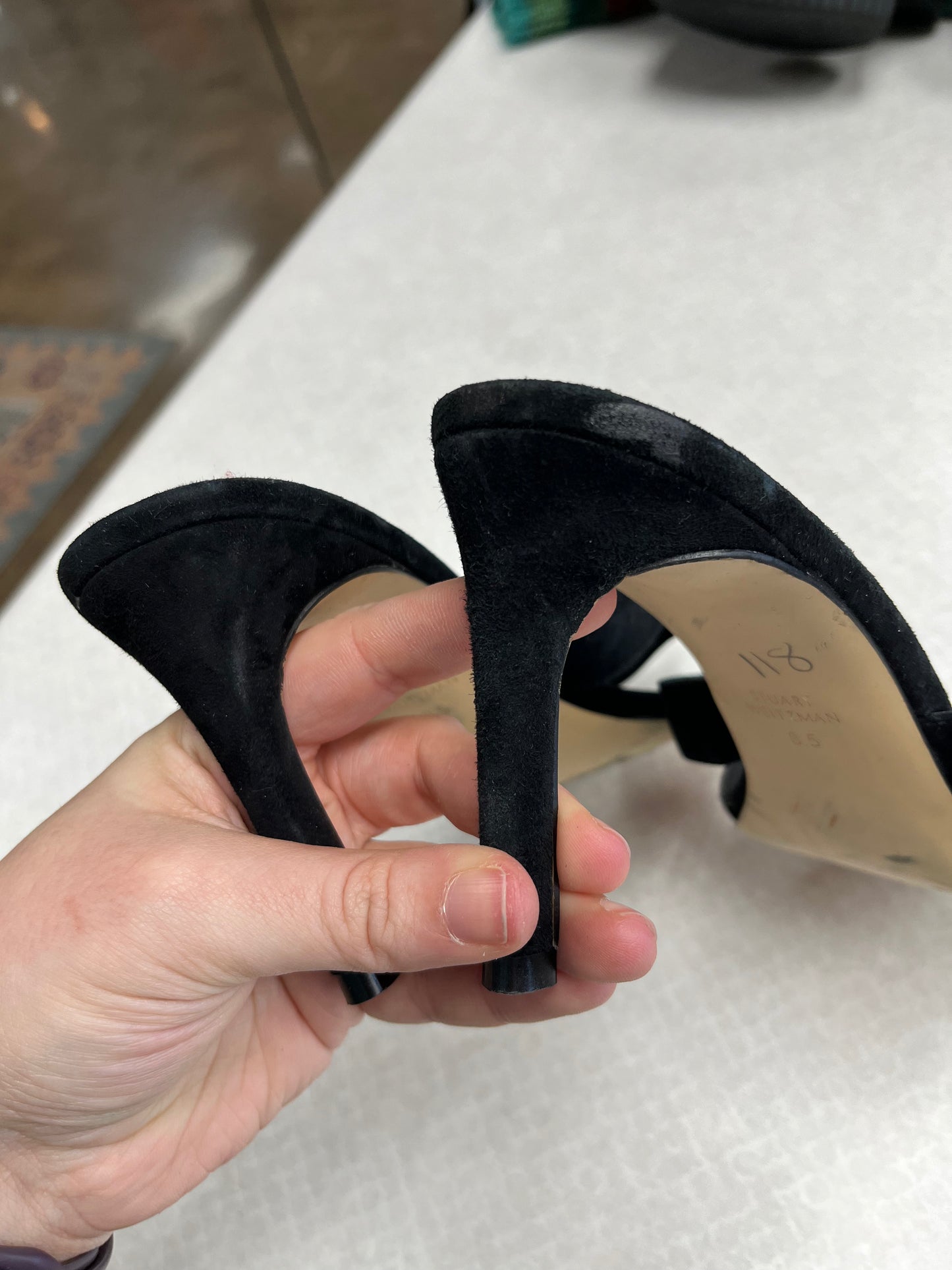 Sandals Designer By Stuart Weitzman In Black, Size:8.5