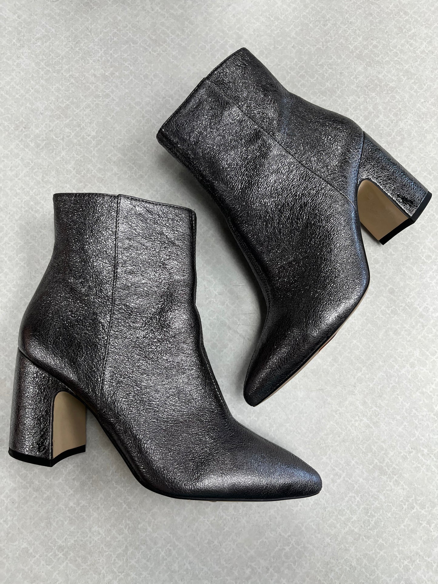 Boots Ankle Heels By Sam Edelman In Silver, Size:8.5