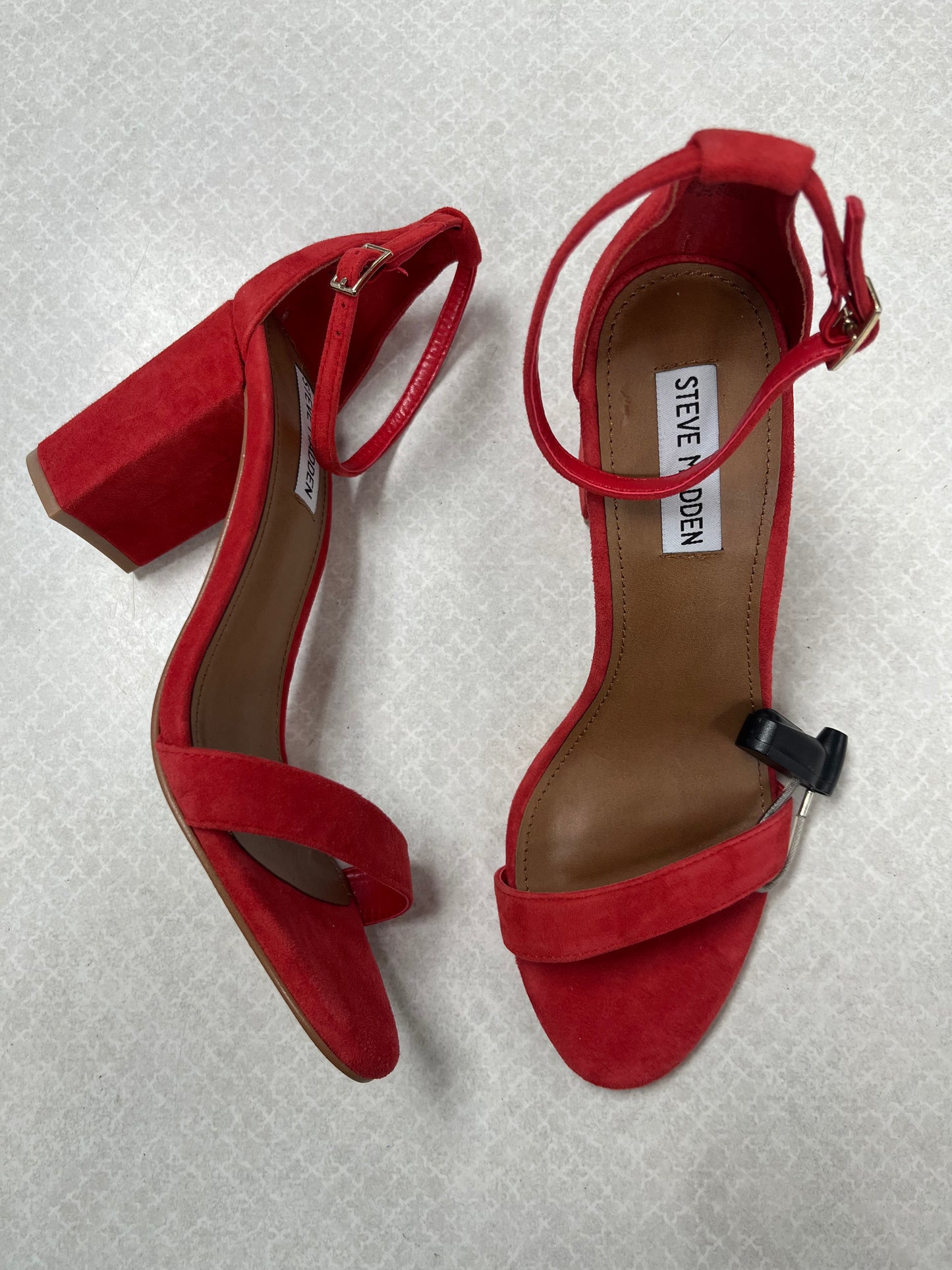 Sandals Heels Block By Steve Madden In Red, Size:9