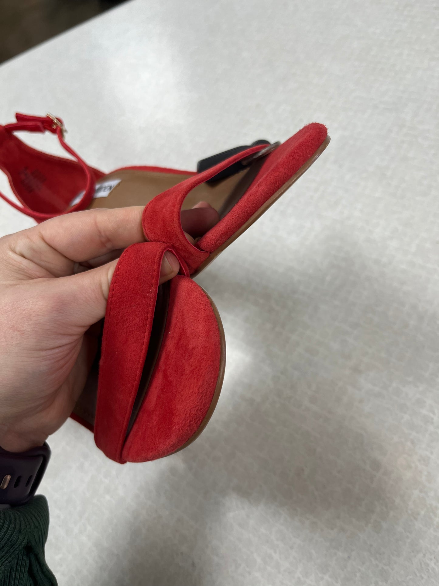 Sandals Heels Block By Steve Madden In Red, Size:9