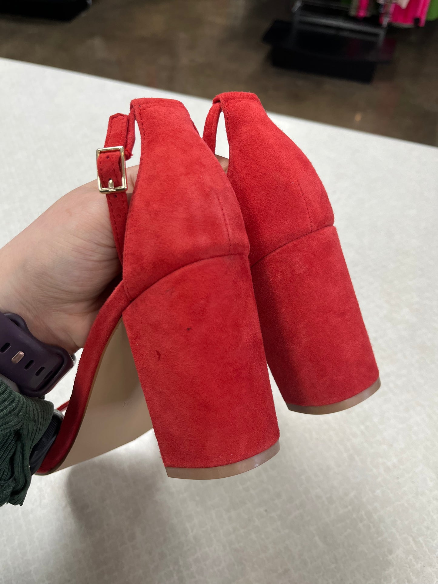 Sandals Heels Block By Steve Madden In Red, Size:9