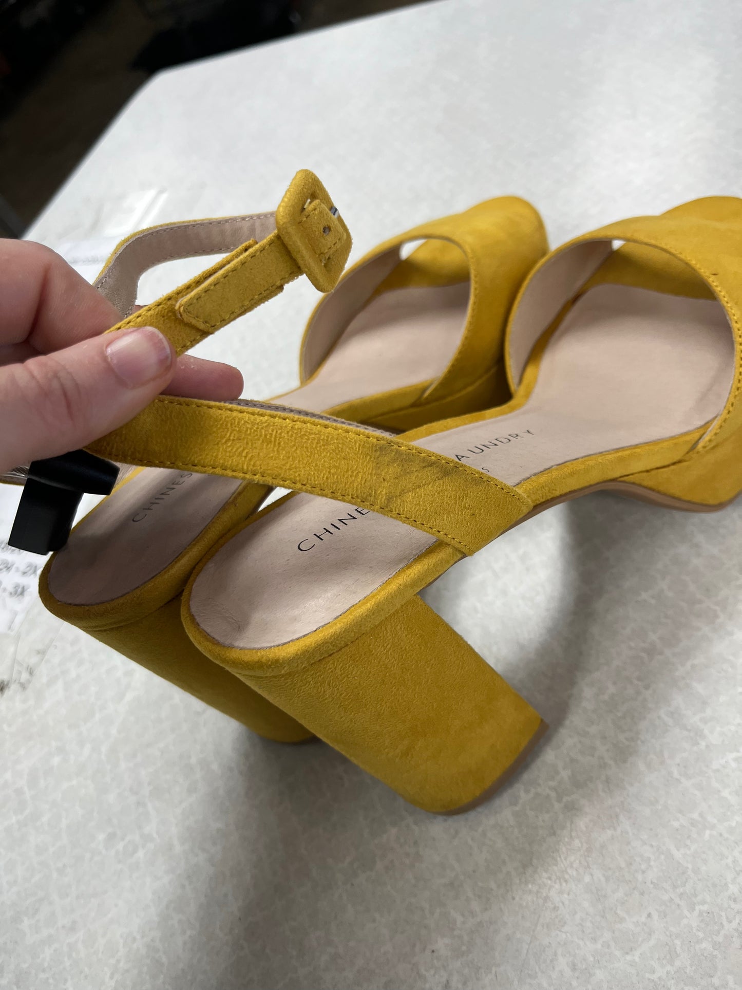 Sandals Heels Block By Chinese Laundry In Yellow, Size:9