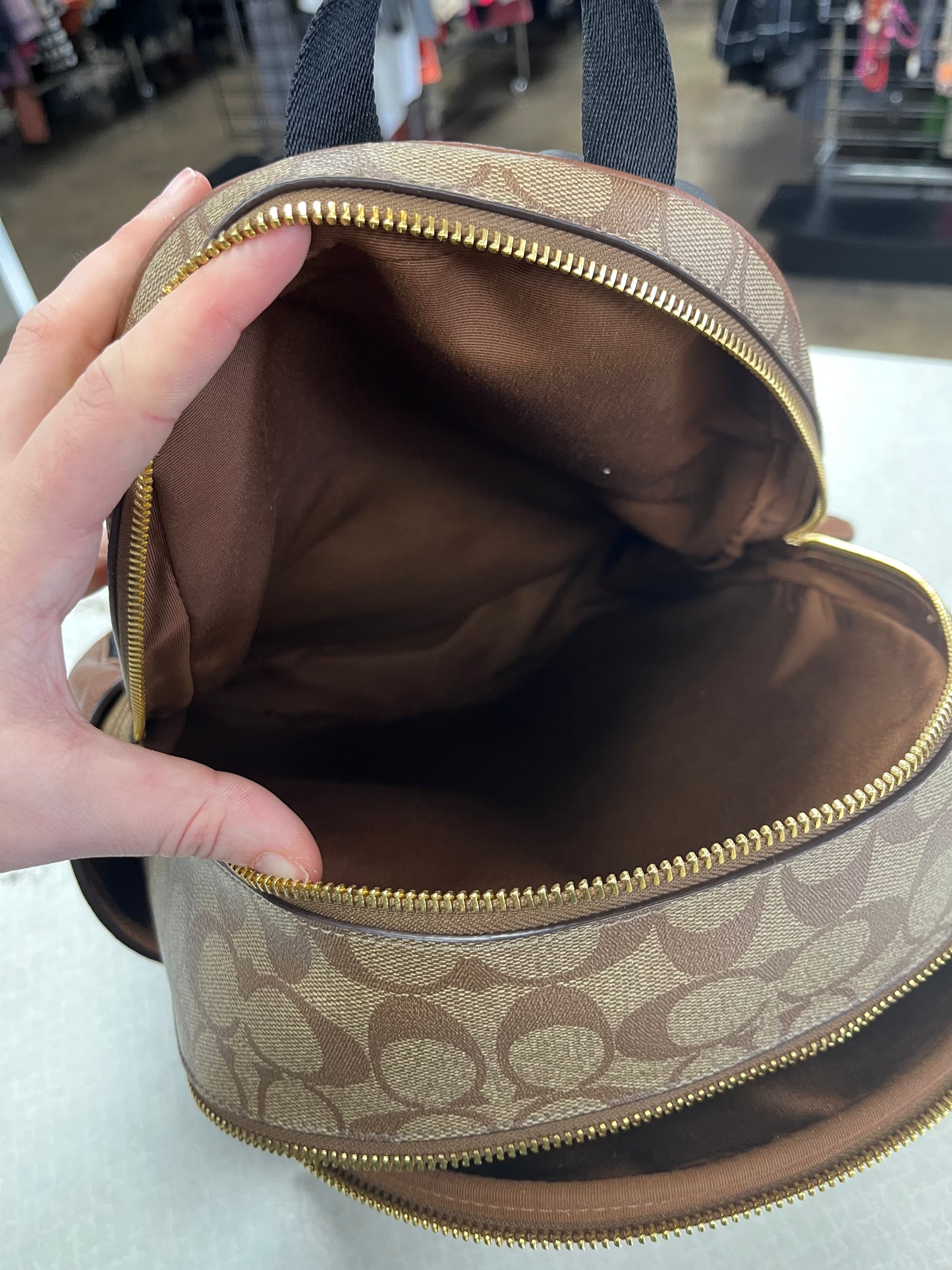 Backpack Designer By Coach In Tan, Size:Medium