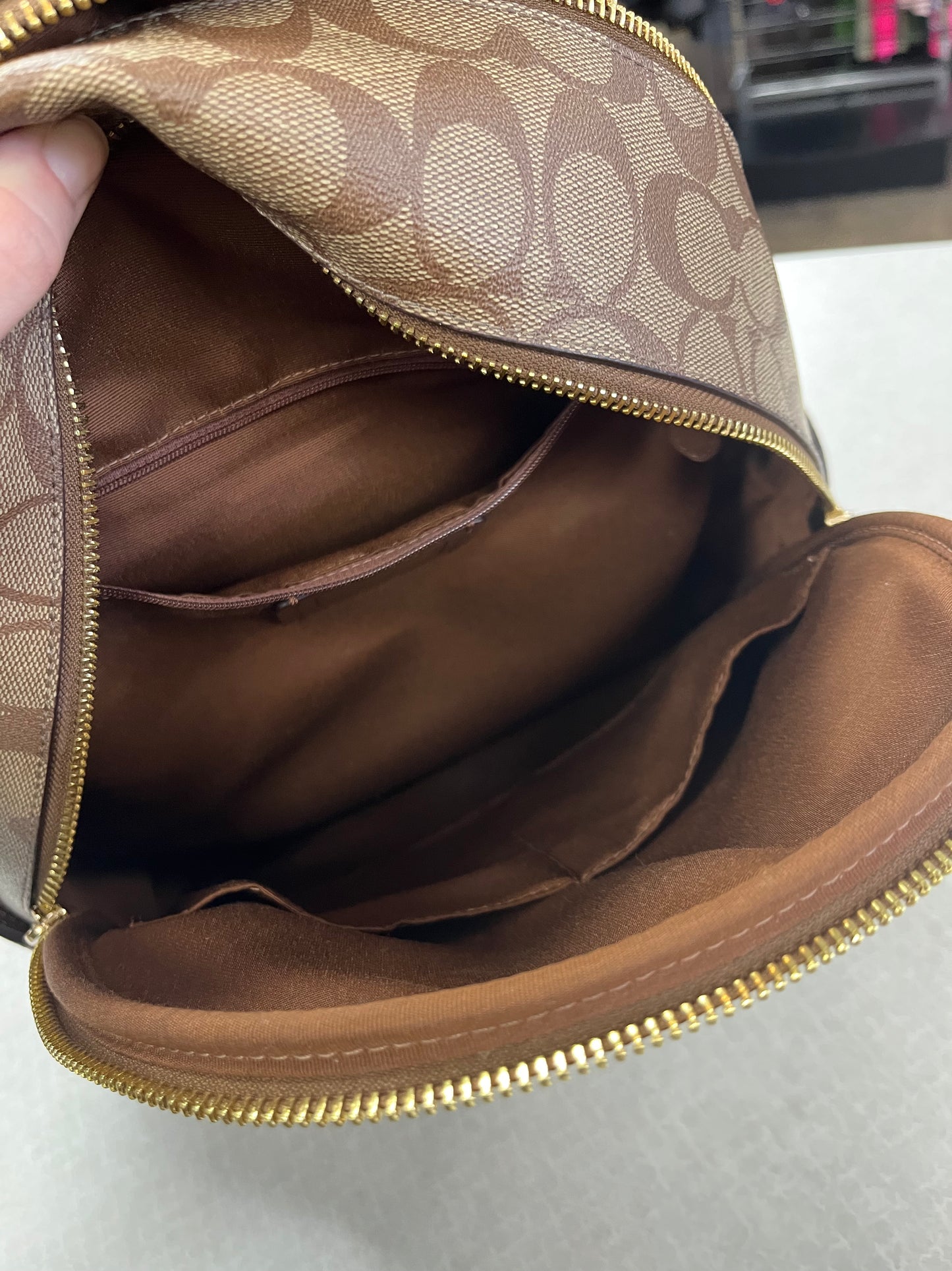 Backpack Designer By Coach In Tan, Size:Medium