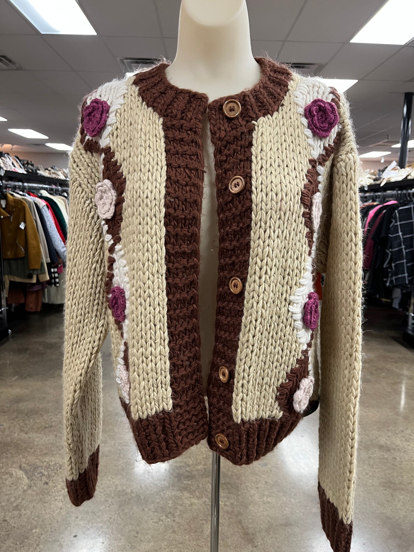 Sweater Cardigan By Listicle In Brown, Size:L