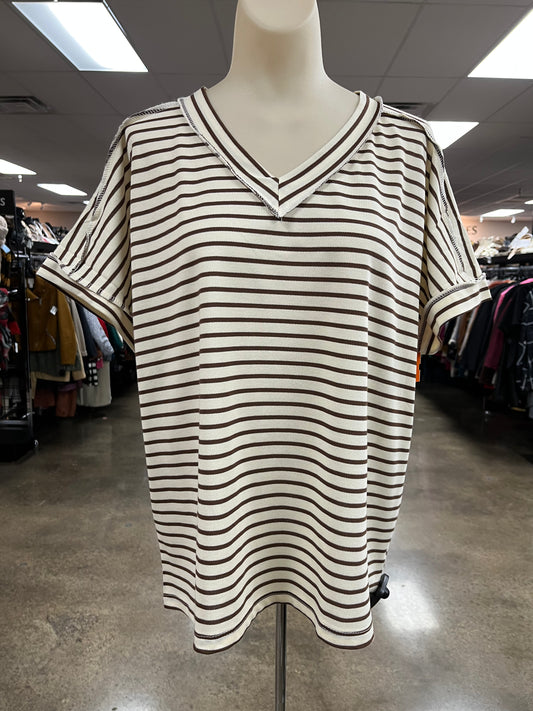 Top Ss By Clothes Mentor In Striped Pattern, Size:M