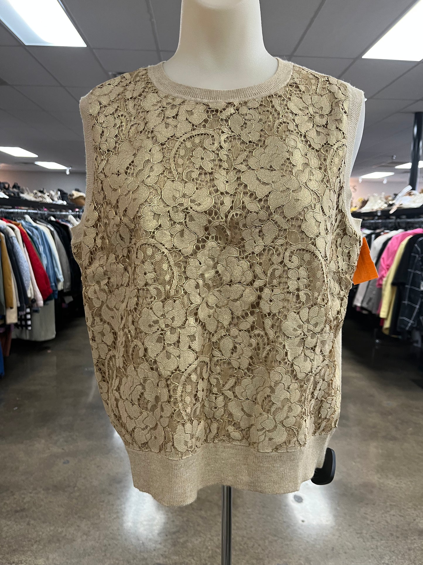 Top Sleeveless By Ann Taylor In Gold, Size:L