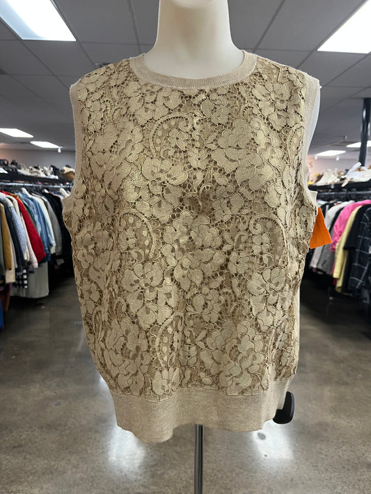 Top Sleeveless By Ann Taylor In Gold, Size:L