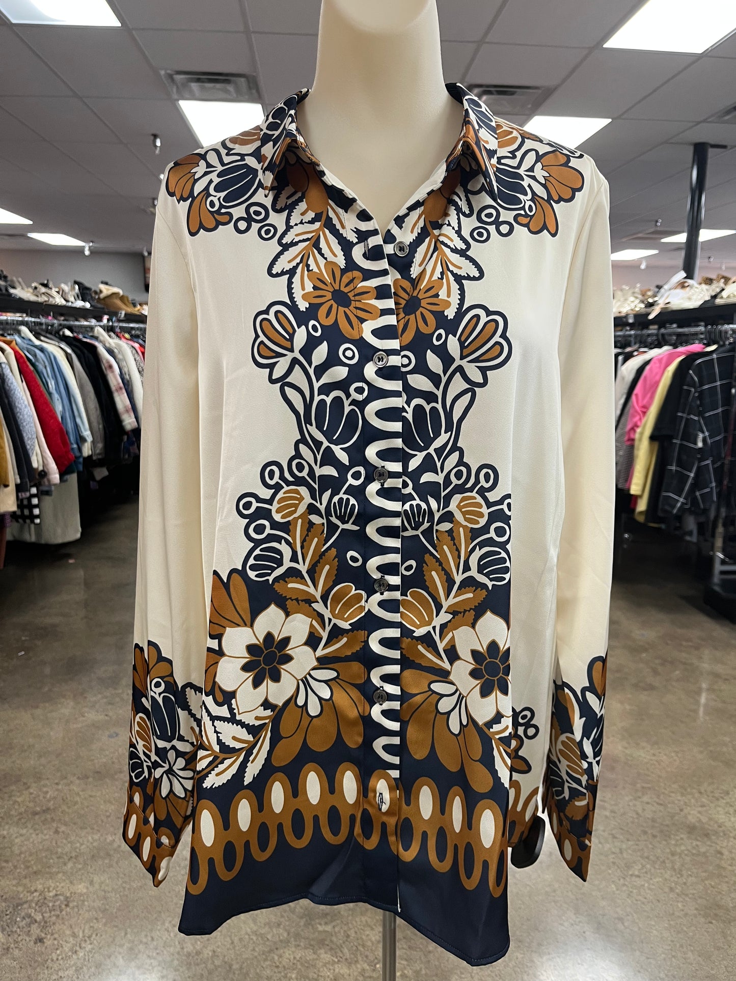 Top Ls By Skies Are Blue In Blue & Cream, Size:L