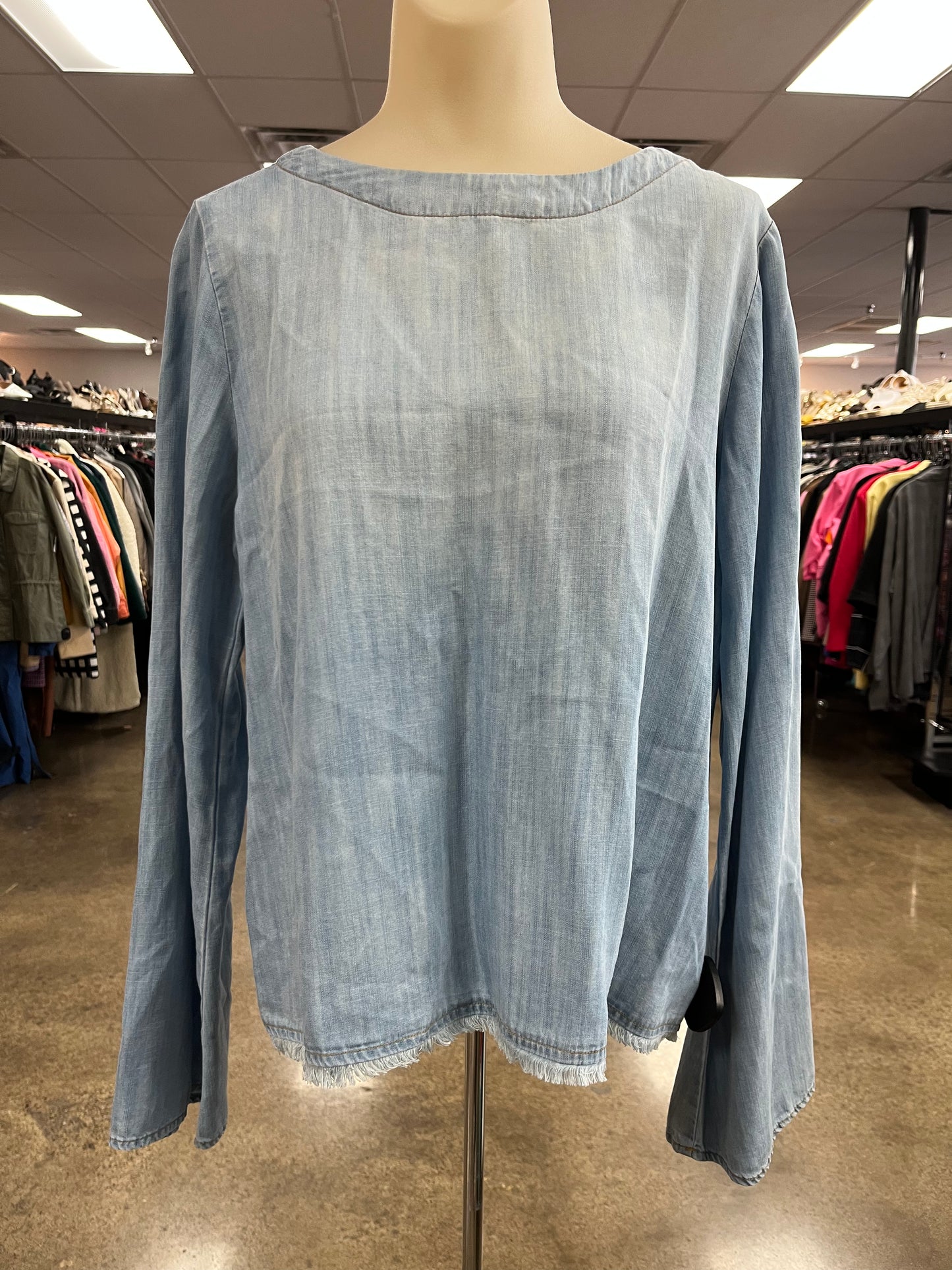 Top Ls By Cloth & Stone In Blue Denim, Size:S