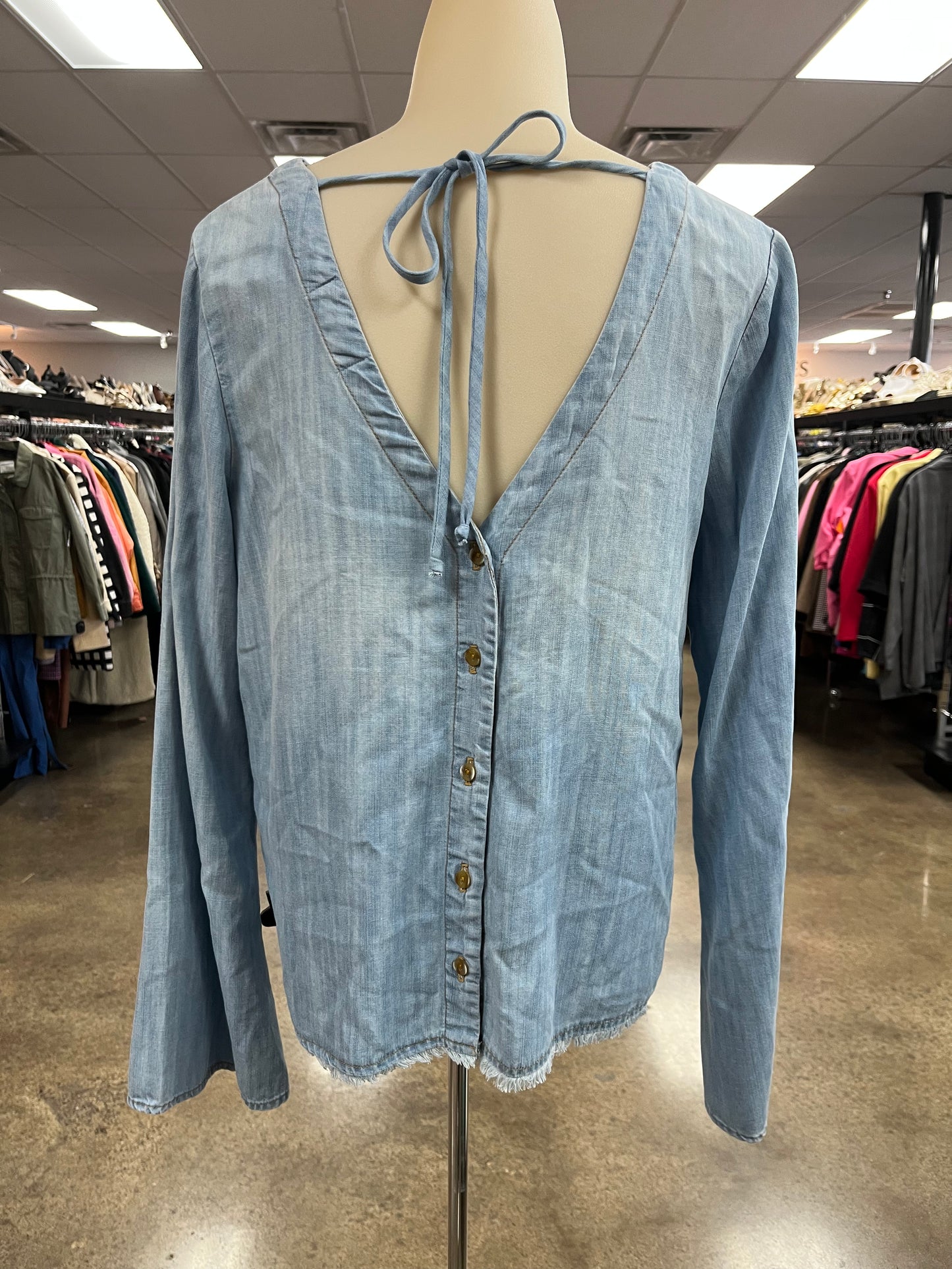 Top Ls By Cloth & Stone In Blue Denim, Size:S