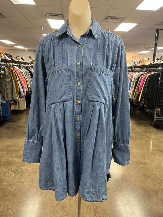 Dress Casual Short By Free People In Blue Denim, Size:Xs