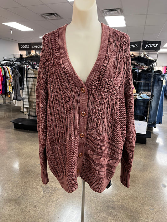 Sweater Cardigan By Sundance In Maroon, Size:Lp